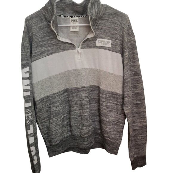Victoria's Secret VS Love Pink Graphic Long Sleeve 1/4 Zip Pullover Sweatshirt - Picture 1 of 6